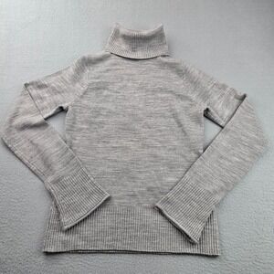 Takeout Sweater Womens Large Heathered Gray Stretch Tight Knit Turtleneck Ribbed